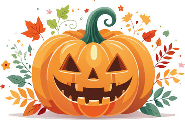 Halloween pumpkin with a spooky smile and gooey drips, symbolizing the end of fall fun.