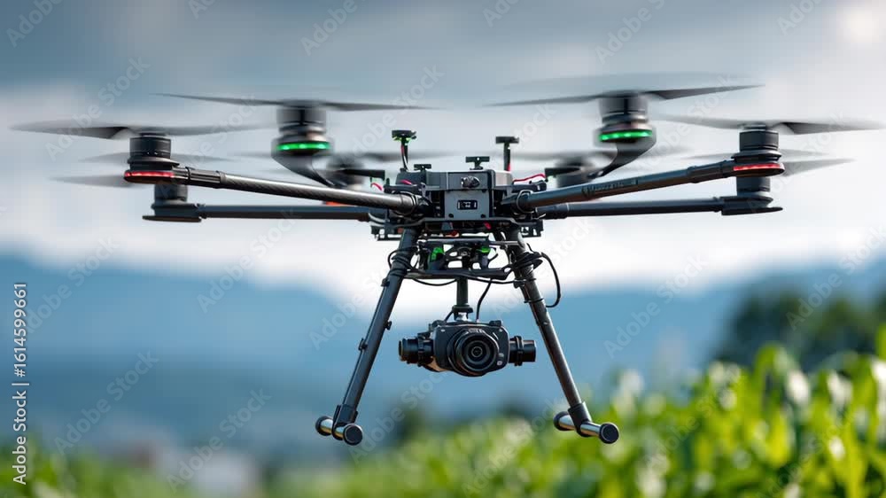 Poster aerial drone technology revolutionizing farming capturing real time crop data for enhanced agricultu