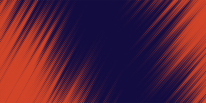 Abstract speed lines style orange color halftone banner design template. Vector illustration.art