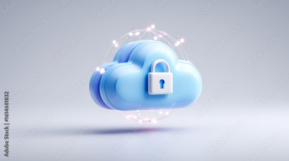 Aufkleber cloud security, protecting your data in the cloud with advanced lock and encryption. safeguarding di
