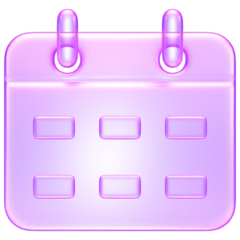 Gordijnen 3D calendar icon in purple translucent glass style, representing date, schedule, planner, reminder, or event management © AITTHIPHONG