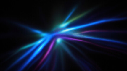Abstract light patterns create mesmerizing display of vibrant colors, including blue, purple, and green, against dark background. flowing lines evoke sense of movement and energy