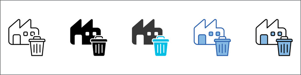 Industrial Waste Icon Pack Multistyle Illustration