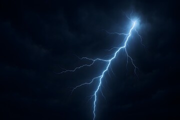 Dramatic Lightning Bolt in Night Storm Sky