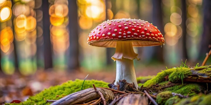 Close-up of Amanita muscaria mushroom cap with gills and volva