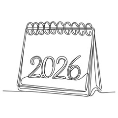 Outlined 2026 typography for calendars, posters, and celebration themed designs.2026 Happy New Year Text Design. Vector logo for celebration and season decoration, background for branding, banner.