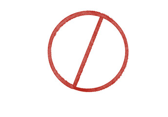 Red Prohibition Symbol on Transparent Background, Do Not sign, hand drawn