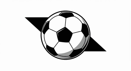 Obraz premium Dynamic Soccer Ball Graphic with Geometric Accents in Black and White.