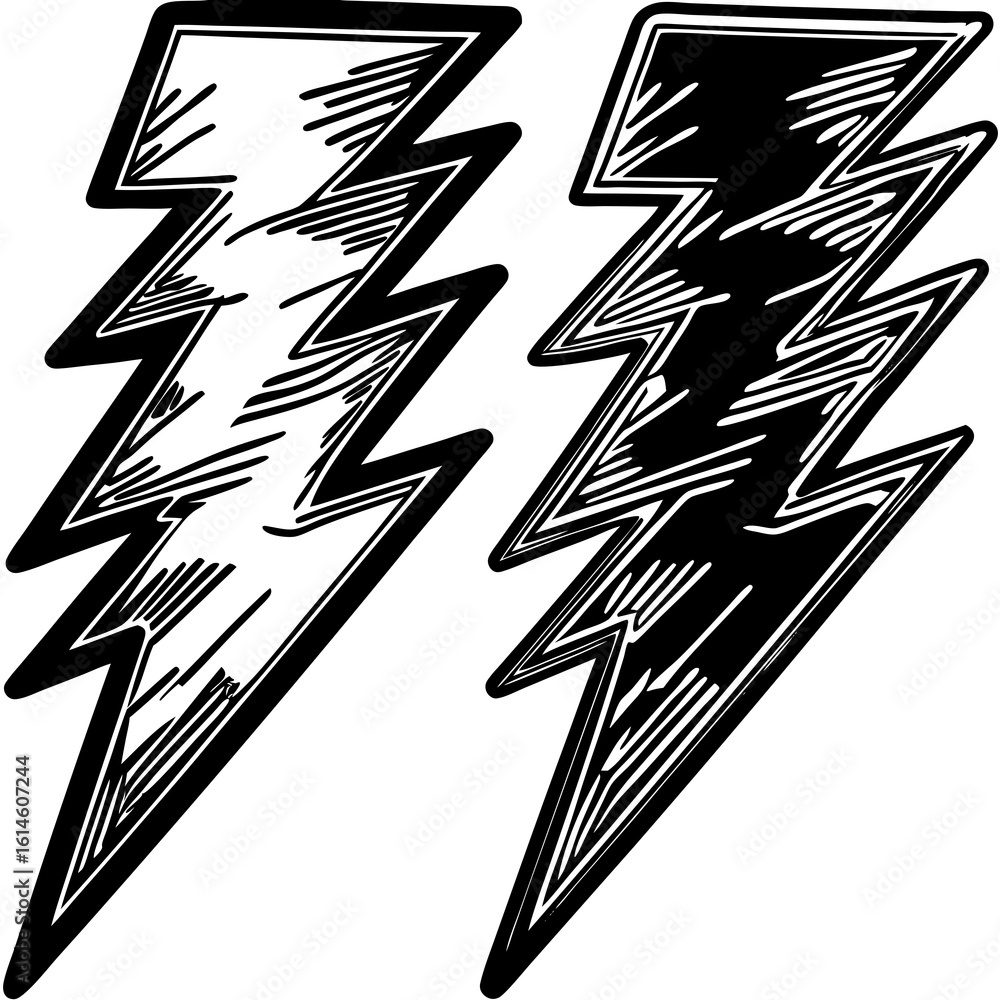 Poster vector art of two striking lightning bolts represent power and energy in a dynamic vector illustrati