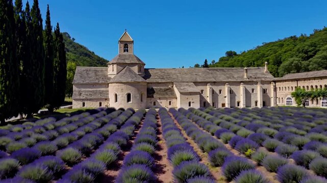 Senanque abbey with blooming lavender field in provence