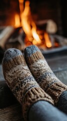Cozy rituals for seasonal self-care, warm knit socks and firelight embracing comfort, emotional wellness, and grounding for resilience during autumn’s seasonal change

