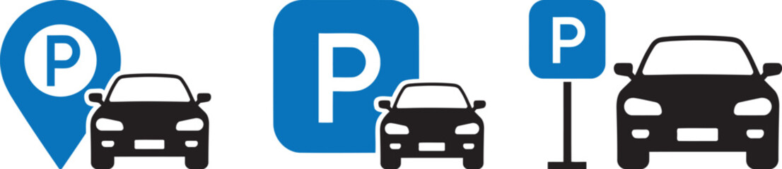 Car Parking Location and Sign Icons