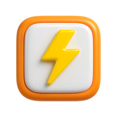 Electric Energy Symbol 3D Illustration Isolated on a Transparent Background