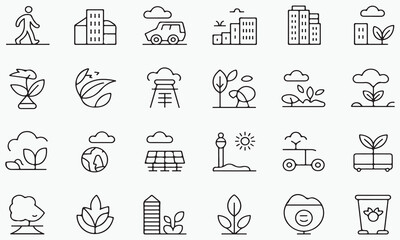 Urban nature and sustainability icons city building