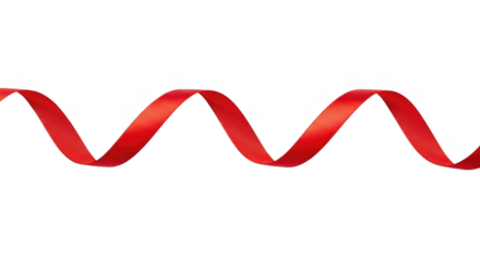 A red ribbon is spiraling on an isolated transparent background