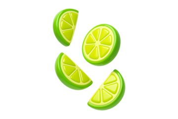 Fresh Citrus Lime 3D Illustration Isolated on a Transparent Background