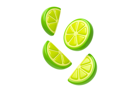 Fresh Citrus Lime 3D Illustration Isolated on a Transparent Background