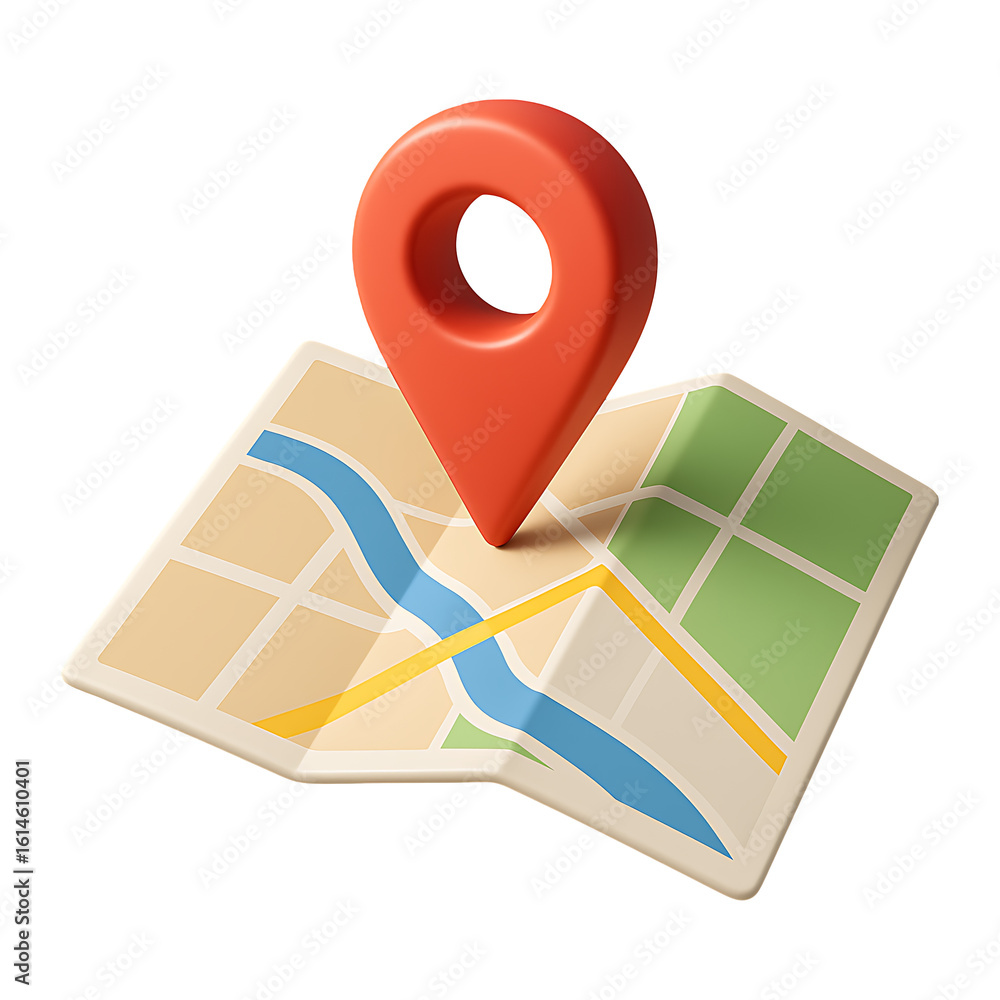Poster gps route marker 3d icon isolated on a transparent background