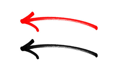 hand-drawn black and red marker arrow isolated PNG transparent, hand-drawn marker stroke arrows on transparent background.	