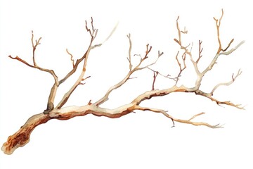 Watercolor tree branch illustration