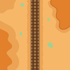 vector illustration of railroad at desert