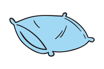 blue cartoon pillow icon doodle hand drawn. pillow drawing clipart symbol