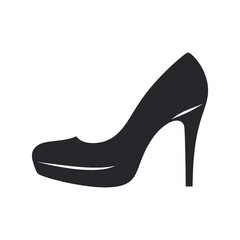 Fashionable black high heel women's shoes on display