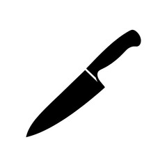 Kitchen knife with sharp stainless steel blade isolated on white background