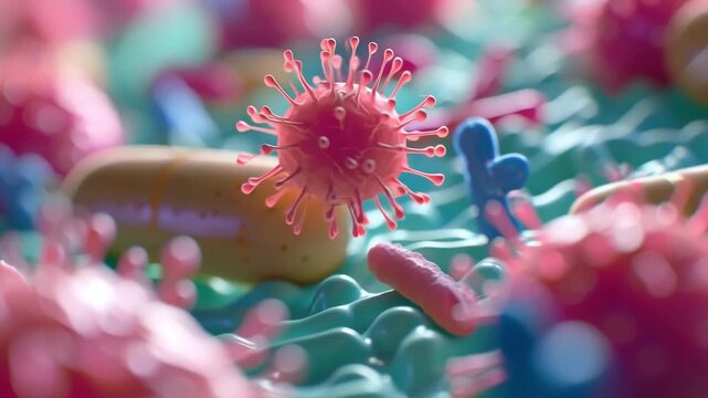 An illustration depicting the implications of antimicrobial resistance, showcasing the concept of antibiotic resistance and its potential consequences on public health and medicine.