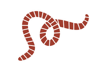 cartoon cute worm or earthworm icon. Colorful worm with stripes sign for fishing