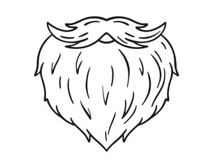 white beard Santa christmas or for grandpa icon doodle hand drawn. Outline line drawing clipart 
