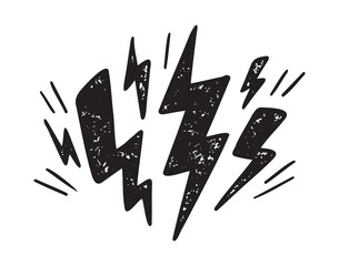 electric lightning or thunder bolt doodle style icon. silhouette lightning clipart symbol