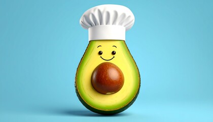 Cute avocado with chef's hat