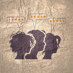 Business satisfaction review survey concept. Digital marketing technology online. Increase performance rate. Feedback with 5 star rating for best score customer service.
