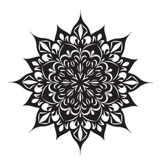 Fototapeta premium Intricate black and white mandala design with ornamental flourishes and decorative floral elements