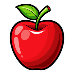 red apple with leaf