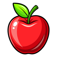 red apple with leaf