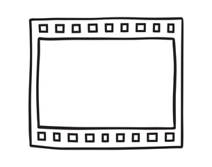 Negative film or Concept retro slides showing icon doodle hand drawn. Outline Negative film line drawing clipart symbol