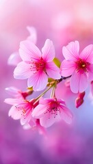 Obraz premium Close Up of Pink Cherry Blossom Flowers in Soft Focus Background