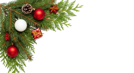 Christmas Corner Border Red White Ornaments