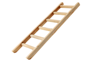 Wooden ladder isolated on transparent background