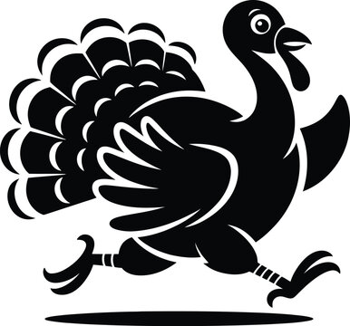 Running thanksgiving turkey silhouette vector illustration