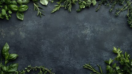 Fresh rosemary sprigs on a rustic wooden cutting board, morning light casting soft shadows