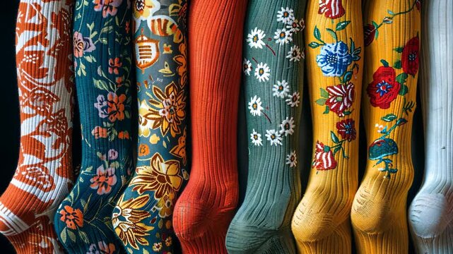 selective focus retro patterned tights inspired by 70s fashion