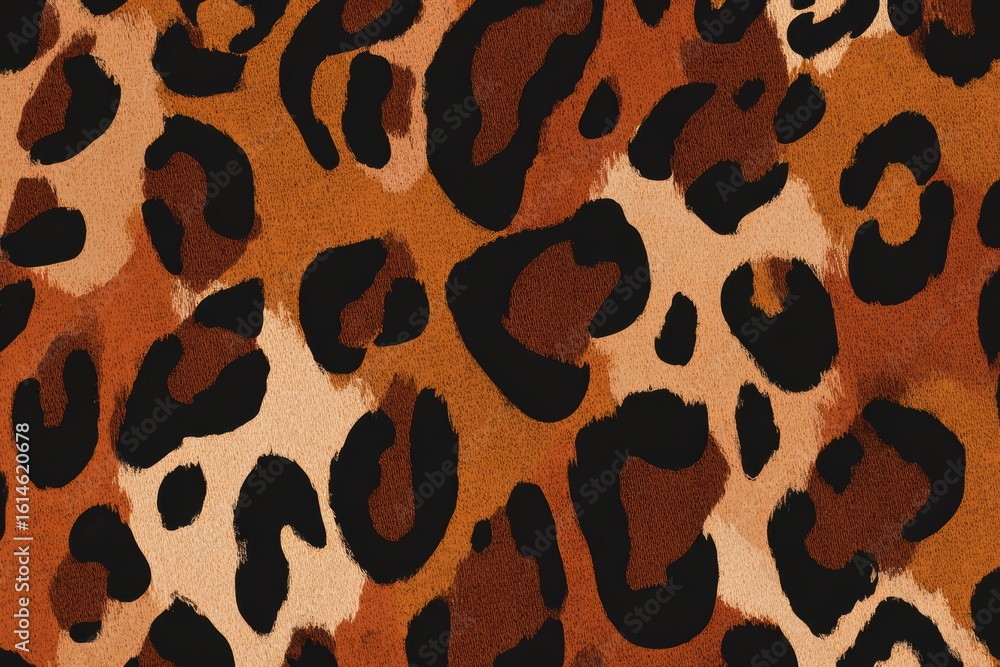 Poster bold abstracted leopard skin seamless pattern design showcasing warm tones and varied textures for c