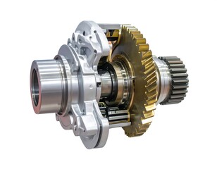 Close-up of a complex automotive differential