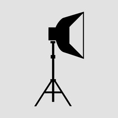 Black studio light on a gray background equipment photography