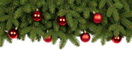 Christmas Fir Branches With Red Baubles