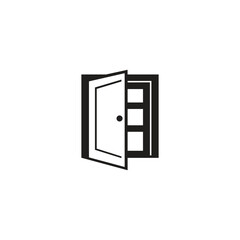 Vector illustration of open door silhouette