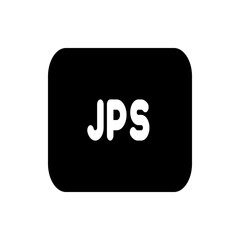 Illustration of a black rounded rectangle containing the white letters jps in a simple and bold typeface